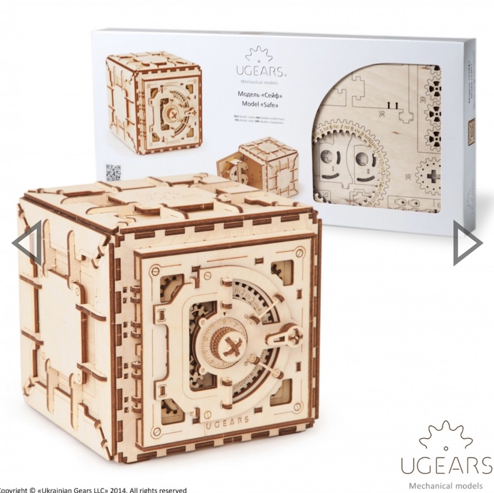 Ugears wooden 3D brain teaser Safe with personal lock combination